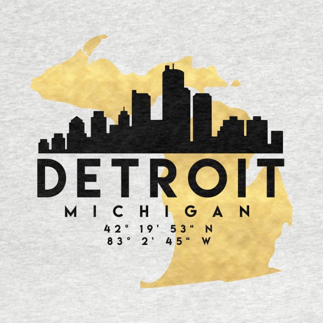 Detroit Michigan Skyline Map Art by deificusArt